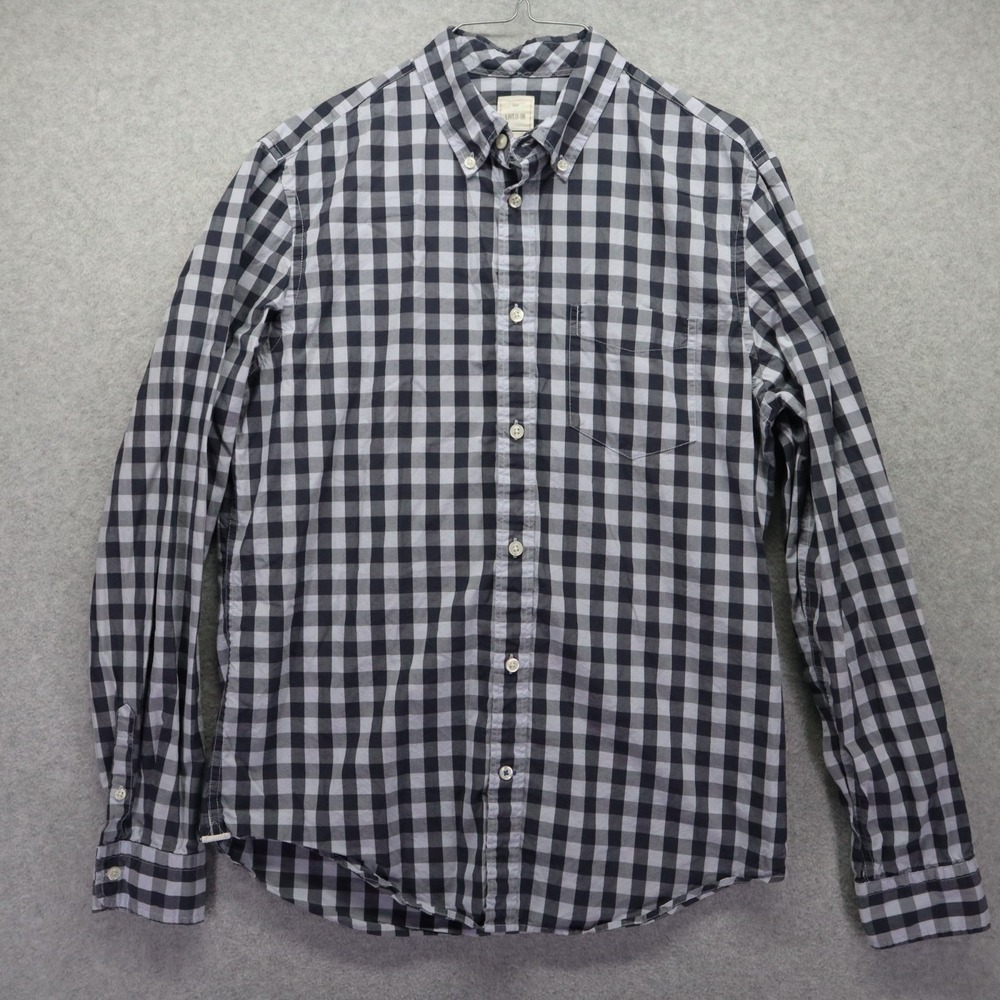 Gap Shirt Mens Medium‎ Lived-In Casual Pocket Button Up Gray Check Long Sleeve